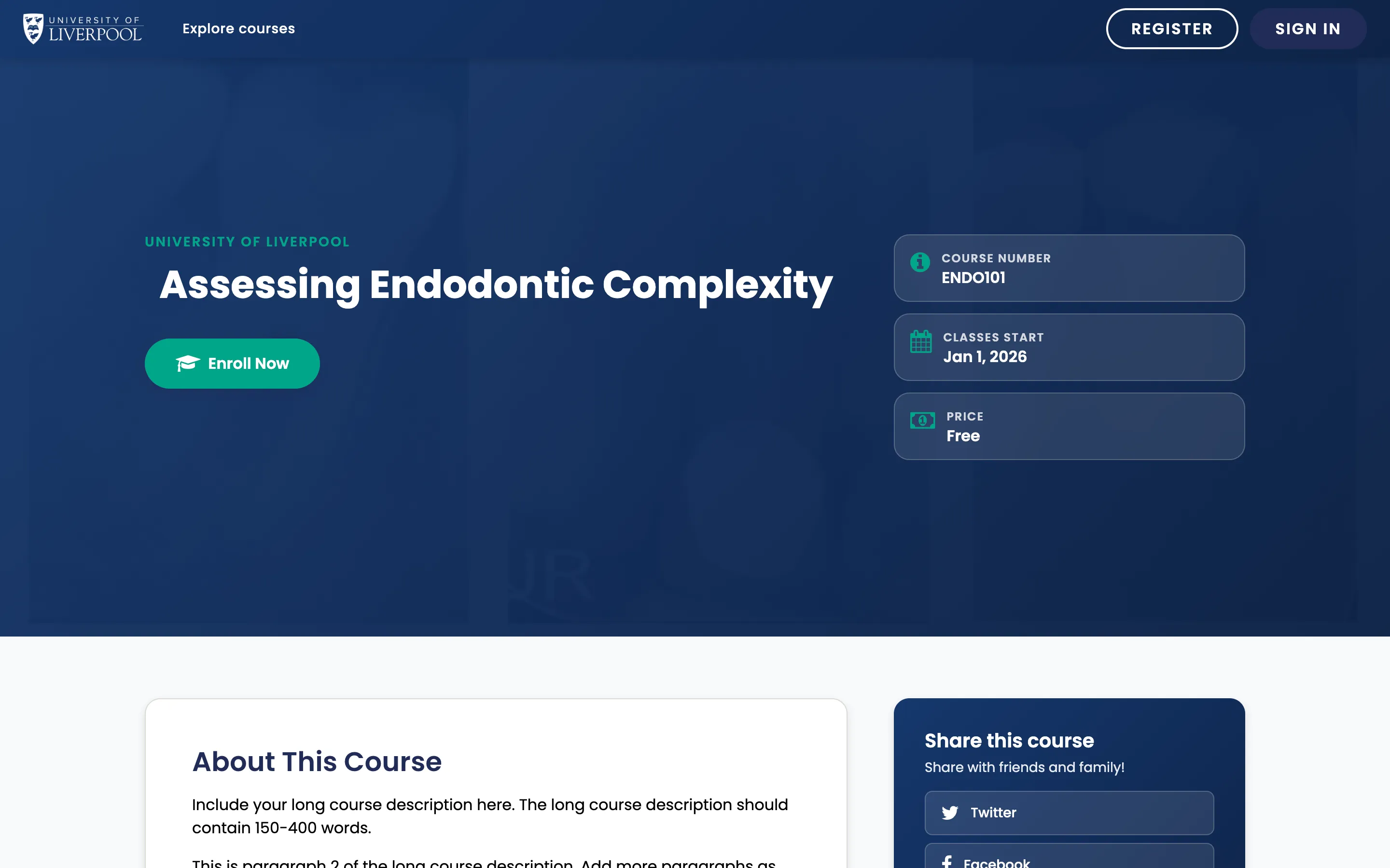 Course-about page with the Enrol Now button