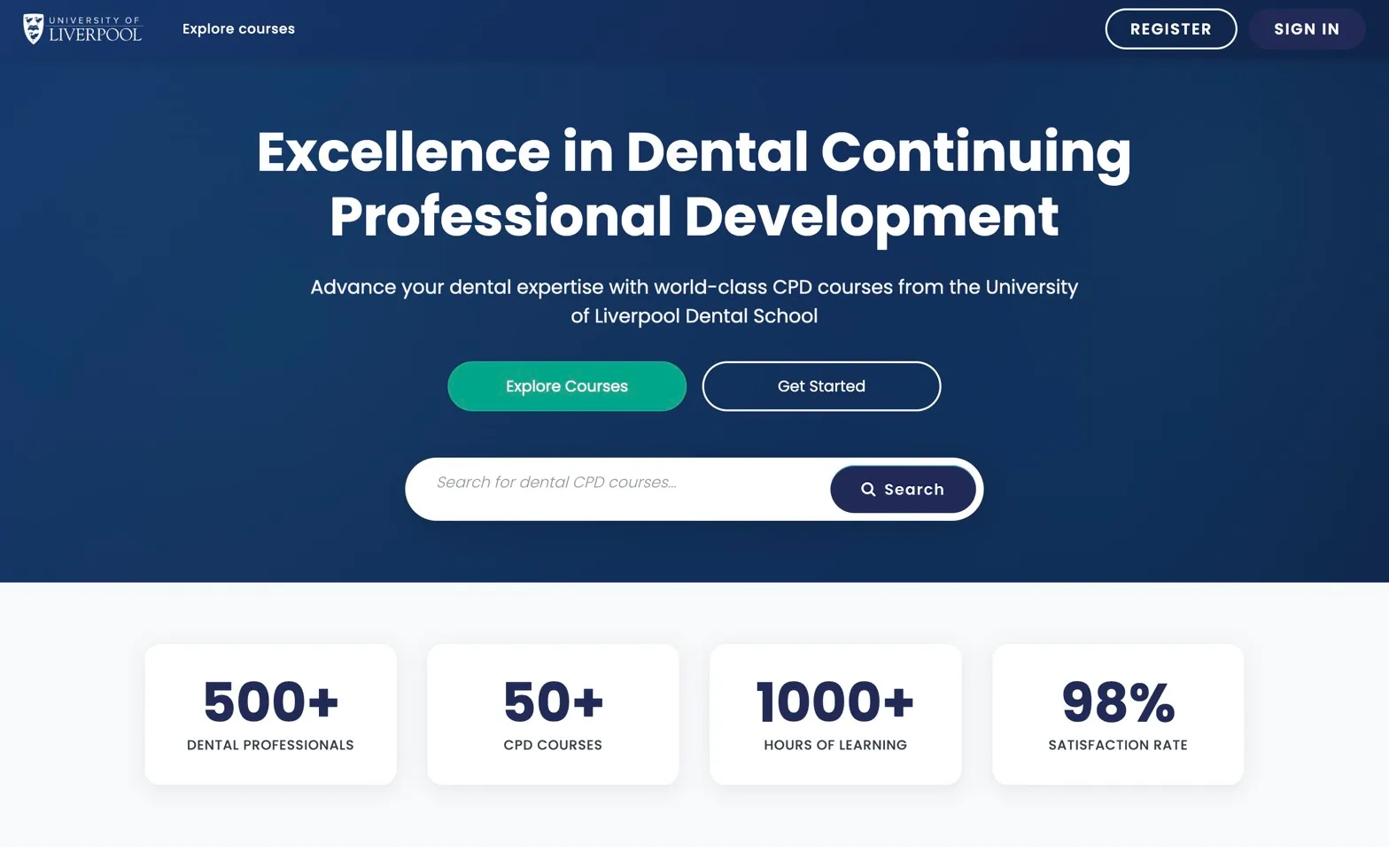 Liverpool Dental Learning Hub home page